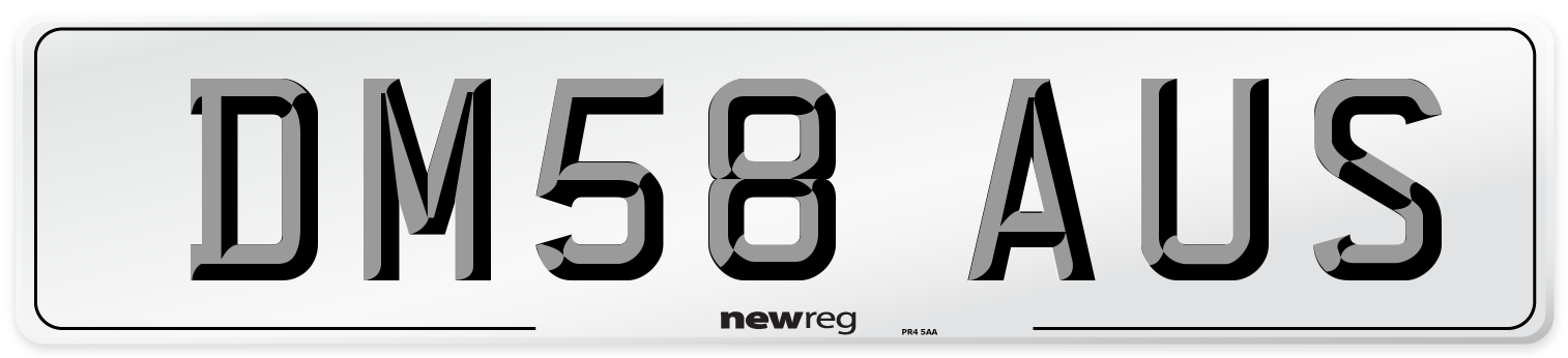 DM58 AUS Number Plate from New Reg